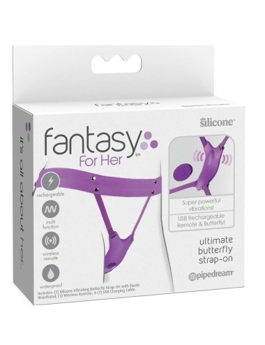FANTASY FOR HER - BUTTERFLY HARNESS, VIBRATING RECHARGEABLE & REMOTE CONTROL PURPLE