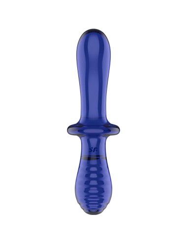 SATISFYER - DOUBLE CRYSTAL DILDO BLUE