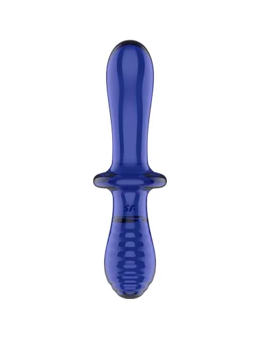 SATISFYER - DOUBLE CRYSTAL DILDO BLUE