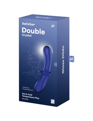 SATISFYER - DOUBLE CRYSTAL DILDO BLUE