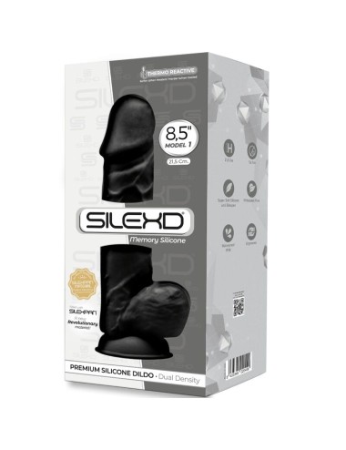 SILEXD - MODEL 1 REALISTIC PENIS PREMIUM SILEXPAN SILICONE BLACK 21.5 CM