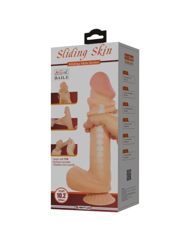 PRETTY LOVE - SLIDING SKIN SERIES REALISTIC DILDO WITH SLIDING SKIN SUCTION CUP FLESH 26 CM