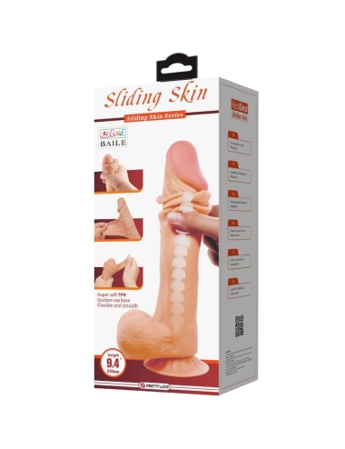PRETTY LOVE - SLIDING SKIN SERIES REALISTIC DILDO WITH SLIDING SKIN SUCTION CUP 24 CM
