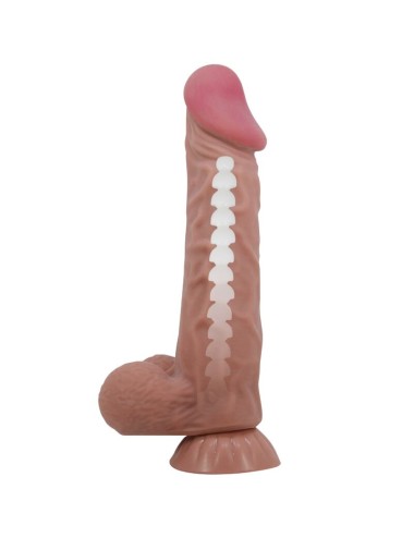 PRETTY LOVE - SLIDING SKIN SERIES REALISTIC DILDO WITH SLIDING SKIN SUCTION CUP BROWN 24 CM
