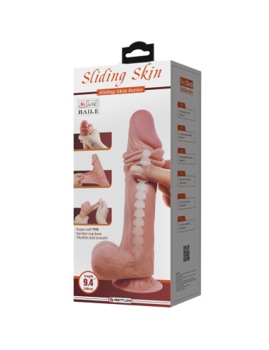 PRETTY LOVE - SLIDING SKIN SERIES REALISTIC DILDO WITH SLIDING SKIN SUCTION CUP BROWN 24 CM