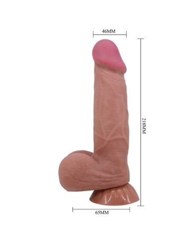 PRETTY LOVE - SLIDING SKIN SERIES REALISTIC DILDO WITH SLIDING BROWN SKIN SUCTION CUP 20.6 CM