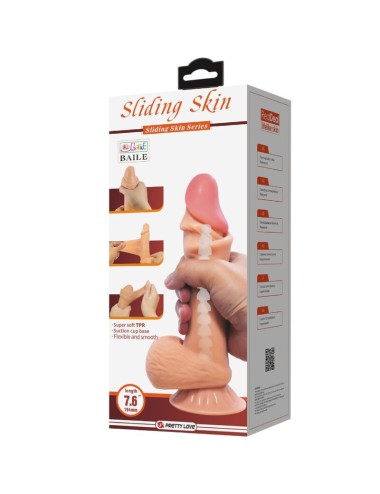 PRETTY LOVE - SLIDING SKIN SERIES REALISTIC DILDO WITH SLIDING SKIN SUCTION CUP 19.4 CM