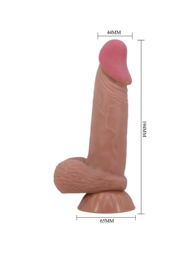 PRETTY LOVE - SLIDING SKIN SERIES REALISTIC DILDO WITH SLIDING BROWN SKIN SUCTION CUP 19.4 CM