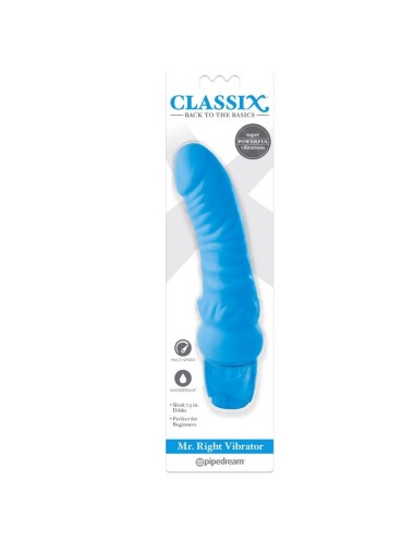 CLASSIX - VIBRATING DILDO MR. RIGHT MULTI-SPEED 15.5 CM BLUE