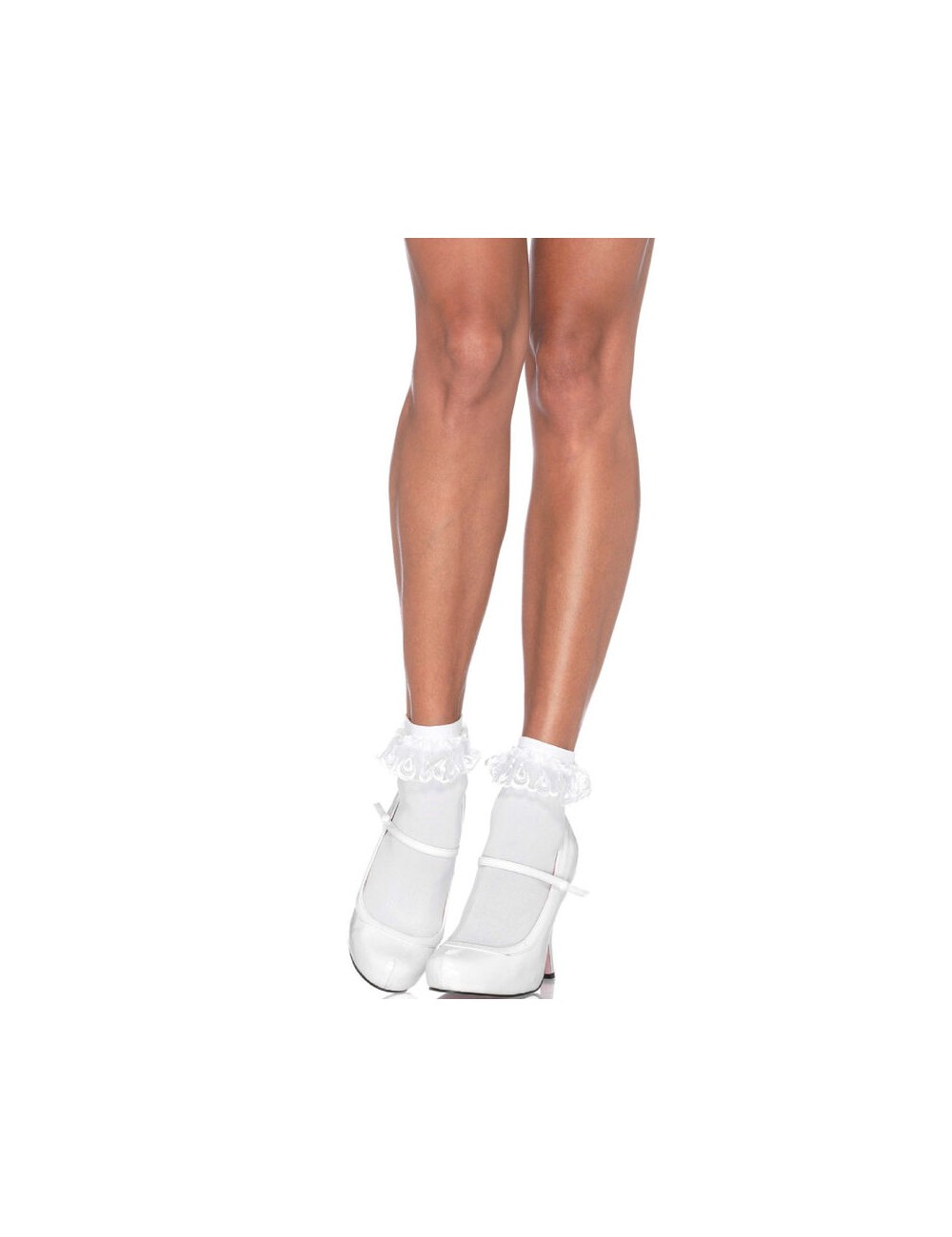 LEG AVENUE - WHITE LACE RUFFLE SOCKS LEG AVENUE - WHITE LACE RUFFLE SOCKS