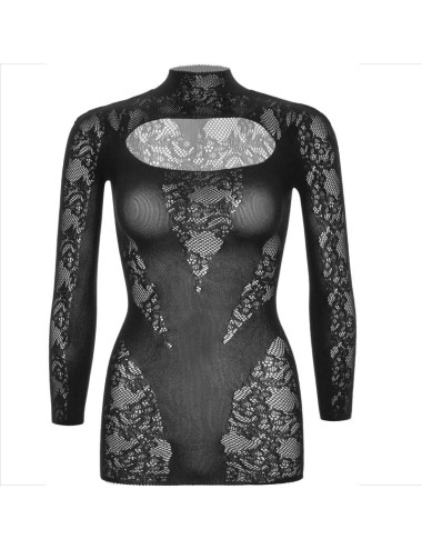 LEG AVENUE - MINI DRESS WITH LACE LONG SLEEVE BLACK