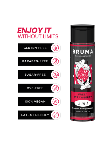 BRUMA - PREMIUM MASSAGE HOT OIL STRAWBERRY 3 IN 1 - 100 ML