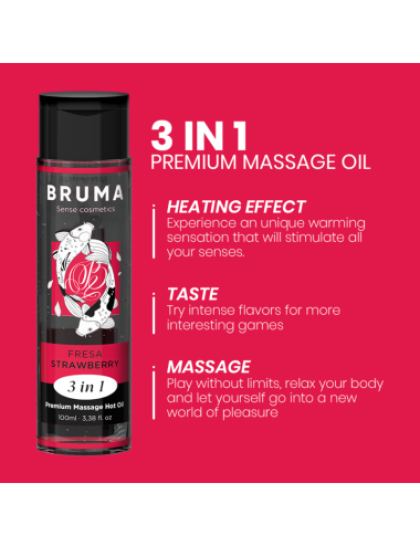 BRUMA - PREMIUM MASSAGE HOT OIL STRAWBERRY 3 IN 1 - 100 ML