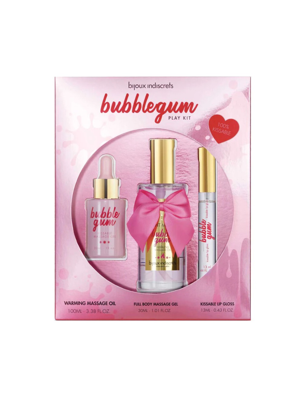 BIJOUX - INDISCRETS BUBBLEGUM PLAY KIT WITH OIL GEL & LIP GLOSS