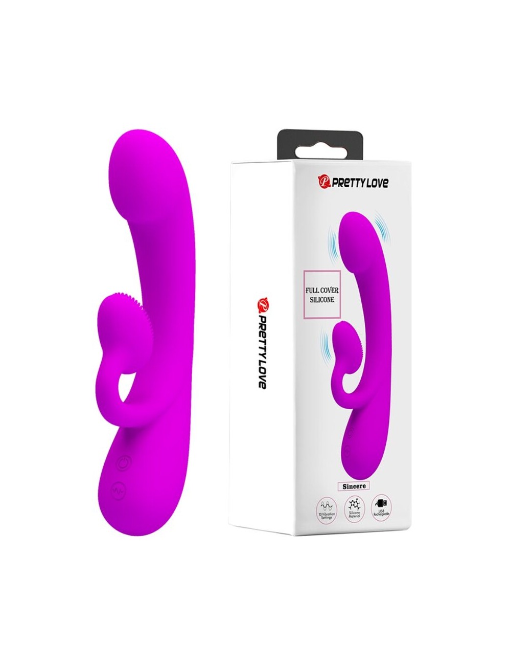 PRETTY LOVE - SINCERE VIBRATOR AND CLITORIS SUCKER PURPLE SILICONE