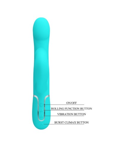 PRETTY LOVE - RABBIT VIBRATOR PEARLS AQUA GREEN
