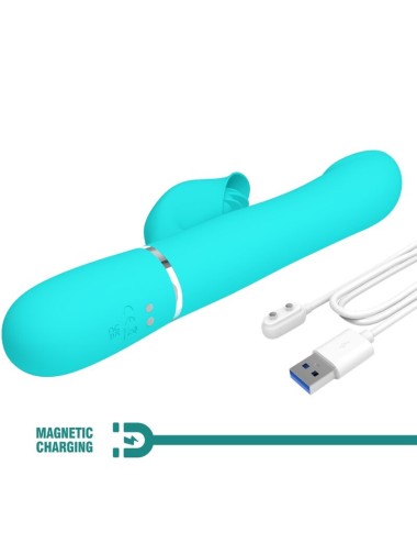PRETTY LOVE - RABBIT VIBRATOR PEARLS AQUA GREEN