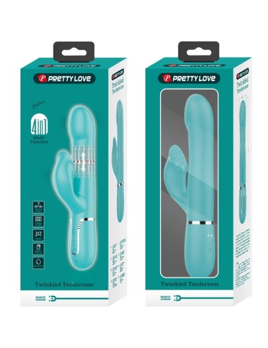 PRETTY LOVE - RABBIT VIBRATOR PEARLS AQUA GREEN