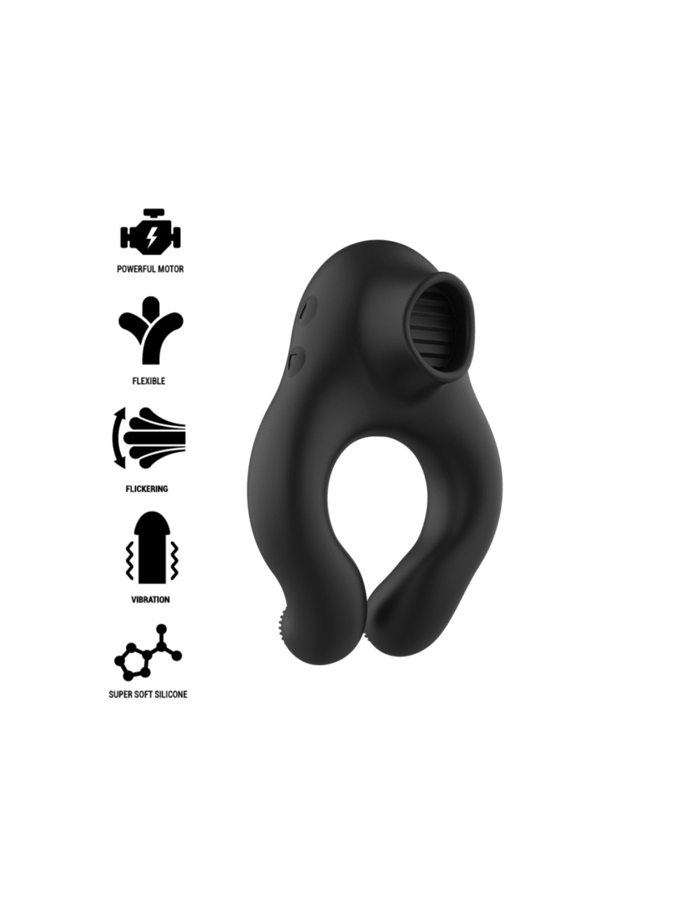 BLACK&SILVER - SILICONE VIBRATOR RING 3 MOTORS RECHARGEABLE BLACK