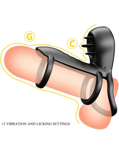 PRETTY LOVE - JAMMY PENIS SHEATH 12 VIBRATIONS WITH RECHARGEABLE SILICONE TONGUE