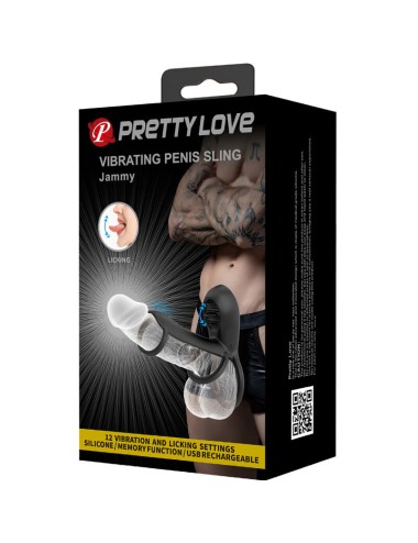 PRETTY LOVE - JAMMY PENIS SHEATH 12 VIBRATIONS WITH RECHARGEABLE SILICONE TONGUE