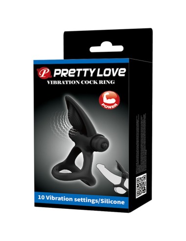 PRETTY LOVE - VIBRATING RING 10 VIBRATIONS BLACK SILICONE