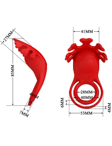 PRETTY LOVE - RUBEN VIBRATOR RING 7 VIBRATIONS SILICONE RED