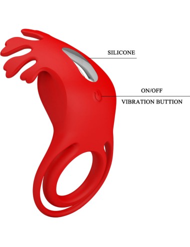 PRETTY LOVE - RUBEN VIBRATOR RING 7 VIBRATIONS SILICONE RED