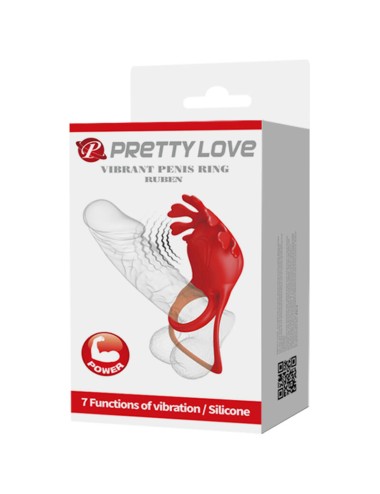 PRETTY LOVE - RUBEN VIBRATOR RING 7 VIBRATIONS SILICONE RED