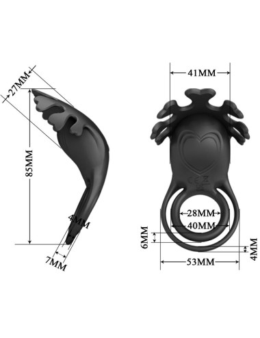 PRETTY LOVE - RUBEN VIBRATOR RING 7 VIBRATIONS BLACK SILICONE