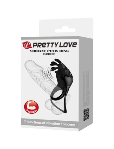 PRETTY LOVE - RUBEN VIBRATOR RING 7 VIBRATIONS BLACK SILICONE