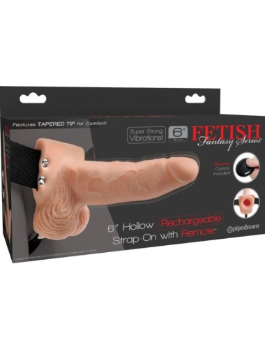 FETISH FANTASY SERIES - ADJUSTABLE HARNESS REMOTE CONTROL REALISTIC PENIS WITH RECHARGEABLE TESTICLES AND VIBRATOR 15 CM