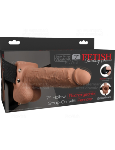 FETISH FANTASY SERIES - ADJUSTABLE HARNESS REALISTIC PENIS WITH BALLS RECHARGEABLE AND VIBRATOR 17.8 CM