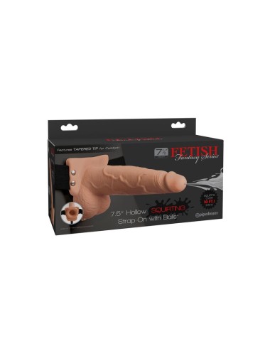 FETISH FANTASY SERIES - ADJUSTABLE HARNESS REALISTIC PENIS WITH BALLS SQUIRTING 19 CM