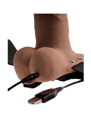 FETISH FANTASY SERIES - ADJUSTABLE HARNESS REALISTIC PENIS WITH RECHARGEABLE TESTICLES AND VIBRATOR 15 CM