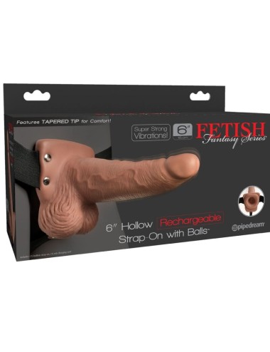 FETISH FANTASY SERIES - ADJUSTABLE HARNESS REALISTIC PENIS WITH RECHARGEABLE TESTICLES AND VIBRATOR 15 CM