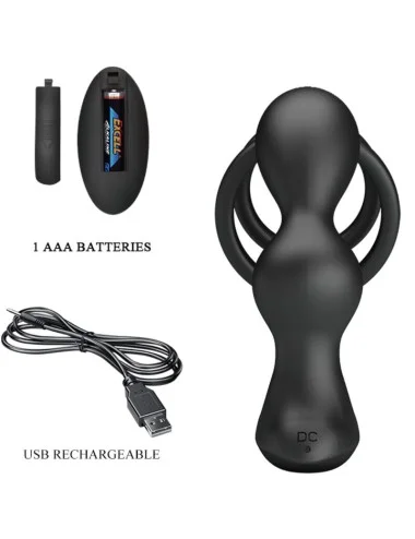 PRETTY LOVE - MARSHALL PENIS RING WITH VIBRATORY ANAL PLUG WITH REMOTE CONTROL