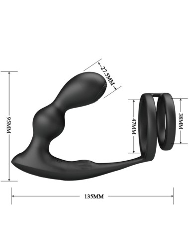 PRETTY LOVE - MARSHALL PENIS RING WITH VIBRATORY ANAL PLUG WITH REMOTE CONTROL
