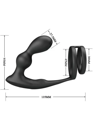 PRETTY LOVE - MARSHALL PENIS RING WITH VIBRATORY ANAL PLUG WITH REMOTE CONTROL