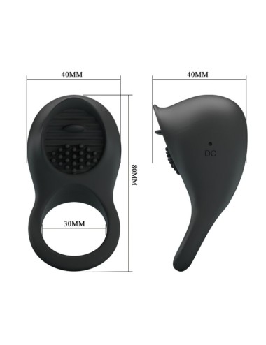 PRETTY LOVE - VIBRATING PENIS RING WITH BLACK TONGUE