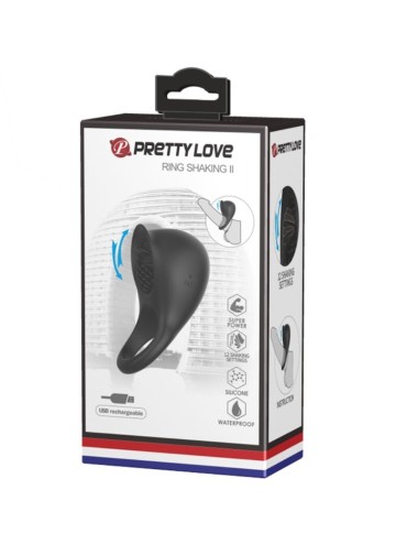PRETTY LOVE - VIBRATING PENIS RING WITH BLACK TONGUE