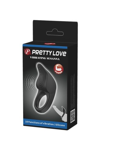 PRETTY LOVE - SUSANNA VIBRATING PENIS RING BLACK