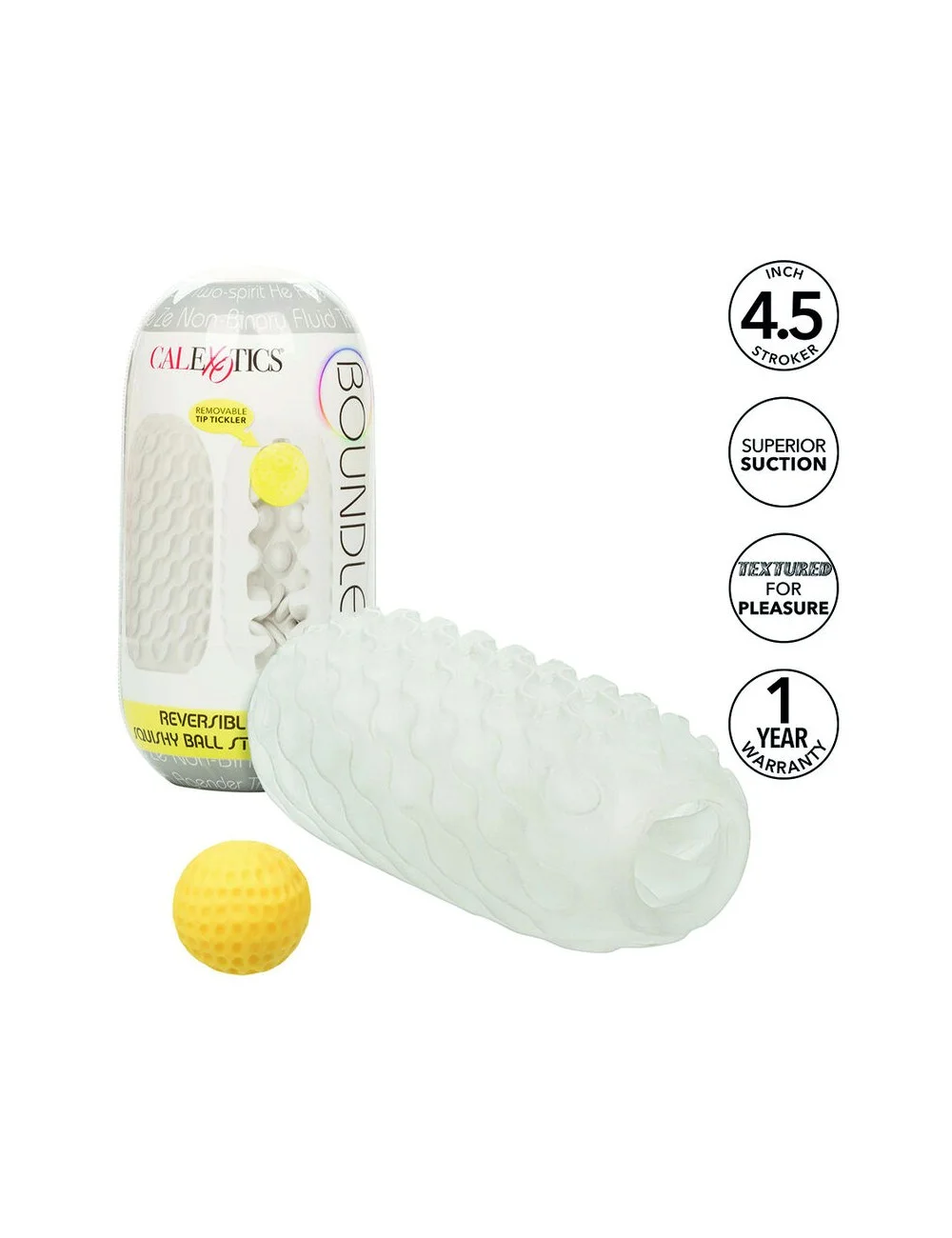 CALIFORNIA EXOTICS - BOUNDLESS REVERSIBLE SQUISHY BALL STROKE GREY CALIFORNIA EXOTICS - BOUNDLESS REVERSIBLE SQUISHY BALL STROKE GREY