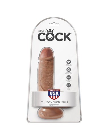 KING COCK - REALISTIC PENIS WITH BALLS 13.2 CM CARAMEL