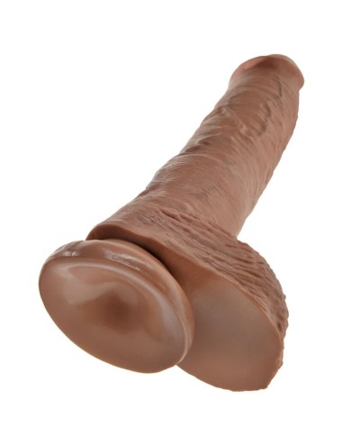 KING COCK - REALISTIC PENIS WITH BALLS 19.8 CM CARAMEL