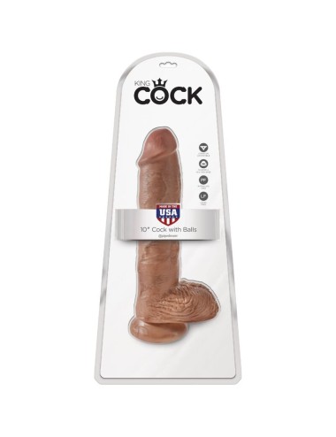 KING COCK - REALISTIC PENIS WITH BALLS 19.8 CM CARAMEL