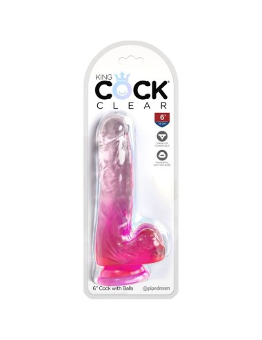 KING COCK - CLEAR REALISTIC PENIS WITH BALLS 13.5 CM PINK