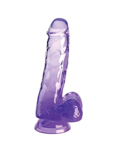 KING COCK - CLEAR REALISTIC PENIS WITH BALLS 13.5 CM PURPLE