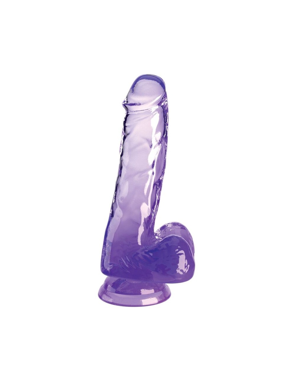KING COCK - CLEAR REALISTIC PENIS WITH BALLS 13.5 CM PURPLE