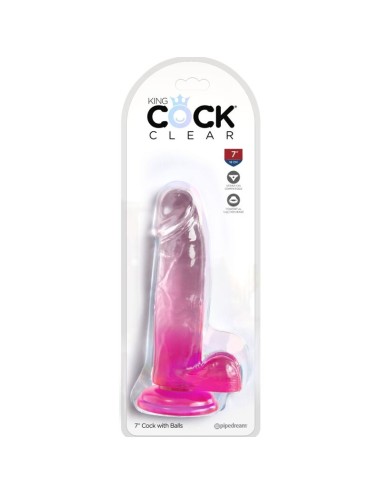 KING COCK - CLEAR REALISTIC PENIS WITH BALLS 15.2 CM PINK